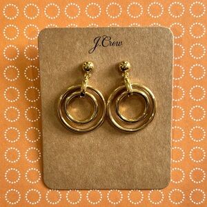 NWT J. Crew chunky gold tone double circle pierced earrings